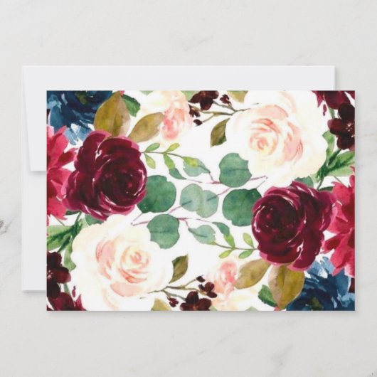 Burgundy Navy Blush Peony Speichern Sie die Datums Einladung (Rückseite)