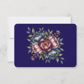 Burgundy Navy Blush Peony Wedding Dankeskarte (Rückseite)
