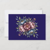 Burgundy Navy Blush Peony Wedding RSVP Karte (Rückseite)