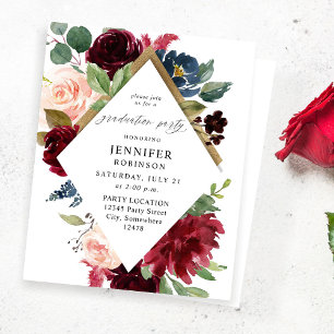 Burgundy Navy & Blush Pink Graduation Party