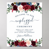 Burgundy Navy Blush Unplugged Wedding Zeremonie Poster (Vorne)