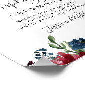 Burgundy Navy Blush Unplugged Wedding Zeremonie Poster (Ecke)