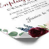 Burgundy Navy Blush Unplugged Wedding Zeremonie Poster (Ecke)
