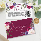 Burgundy Navy Blush Wedding Website UAWG QR Code Begleitkarte