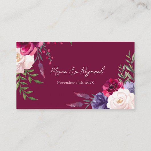 Burgundy Navy Blush Wedding Website UAWG QR Code Begleitkarte (Rückseite)