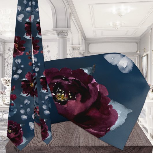 Burgundy Navy Elegant Wedding Krawatte