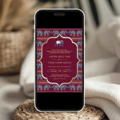 Burgundy Navy Elephant All in One Indian Wedding Einladung