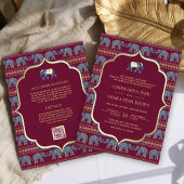 Burgundy Navy Elephant All in One Indian Wedding Einladung