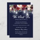 Burgundy Navy Floral Lights Wedding Vow Erneuerung Einladung (Vorne/Hinten)