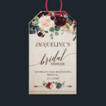 Burgundy Navy Floral Rustic Boho Brautparty Geschenkanhänger<br><div class="desc">Aquarellbordeauxrot rot rot rot rot rot Rosa rustikales Brautparty mit Blumengeschenk-Tag-Vorlage mit grünem botanischem Blattwerk und eucalyptus-Blätter im Holzhintergrund. Dieses schöne, einfach zu anpassende Design kann leicht mit Ihren Hochzeitsfarben, Stilen und Thema übereinstimmen und ist die perfekte Wahl für Herbst- oder Winterhochzeiten. Sie können mehr passende Designs in meinem Shop...</div>