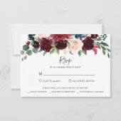Burgundy Navy Floral UAWG Replik Card Einladung (Vorderseite)