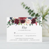 Burgundy Navy Floral UAWG Replik Card Einladung (Stehend Vorderseite)