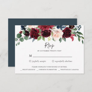 Burgundy Navy Floral UAWG Replik Card Einladung