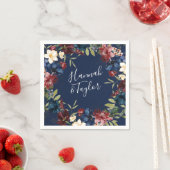 Burgundy Navy Floral Wedding Napkins Serviette (Beispiel)