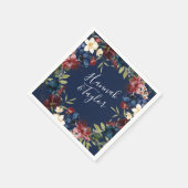 Burgundy Navy Floral Wedding Napkins Serviette (Ecke)