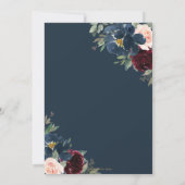 Burgundy Navy Floral Wedding Save the Date Card Einladung (Rückseite)