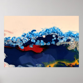 Burgundy Navy Fluid Marmor Akrylkkunst Abstrakt Poster