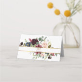 Burgundy Navy Gold Boho Hochzeit geklappt Platzkarte (Rückseite)