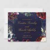 Burgundy Navy Gold Garden Wedding Save the Date (Rückseite)