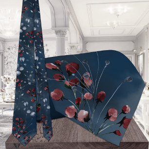 Burgundy Navy Greenery Elegant Wedding Krawatte