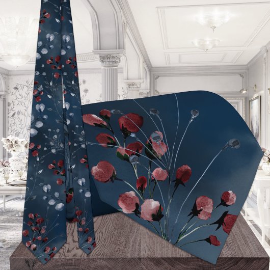 Burgundy Navy Greenery Elegant Wedding Krawatte