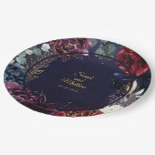 Burgundy Navy Hochzeit 12,50 x Abendessen Pappteller (Schrägansicht)