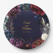 Burgundy Navy Hochzeit 12,50 x Abendessen Pappteller (Vorderseite)