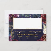 Burgundy Navy Hochzeit 3 Mahlzeiten Auswahl UAWG RSVP Karte (Rückseite)