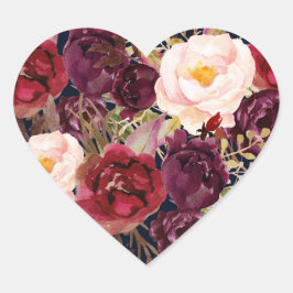 Burgundy Navy Hochzeit im Herbst Herz Siegel Herz-Aufkleber