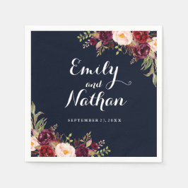 Burgundy Navy Hochzeit im Herbst Napkin Serviette