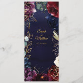 Burgundy Navy Hochzeitmenü Menükarte (Rückseite)