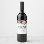 Burgundy Navy Hochzeitweilige Wine Labels Favorite Weinetikett (Vorderseite)