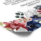 Burgundy Navy Menu Sign Poster (Ecke)