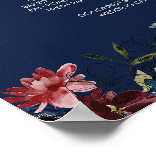 Burgundy Navy Menu Sign Poster (Ecke)