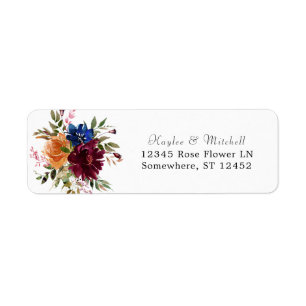 Burgundy Navy Orange Fall Floral 2 Rücksendeadress