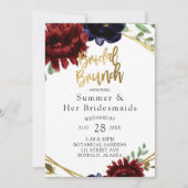 Burgundy Navy Peony Gold Bridesmaids Luncheon Einladung (Vorderseite)