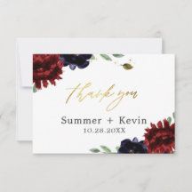 Burgundy Navy Peony Gold Hochzeit Vielen Dank