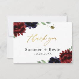 Burgundy Navy Peony Gold Hochzeit Vielen Dank Dankeskarte