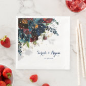 Burgundy Navy Peony Sparkling Gold Floral Shadow Serviette (Beispiel)