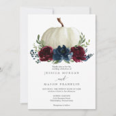 Burgundy Navy Pumpkin Fall Floral Wedding Einladung (Vorderseite)