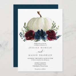 Burgundy Navy Pumpkin Fall Floral Wedding Einladung