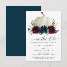 Burgundy Navy Pumpkin Save the Date Einladung