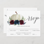 Burgundy Navy Pumpkin Wedding RSVP Postcard Postkarte (Vorne/Hinten)