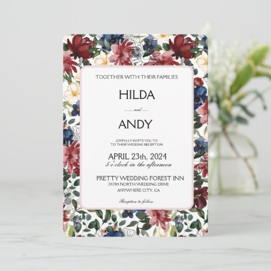 Burgundy Navy-Rose (Stehend Vorderseite)