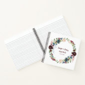 Burgundy Navy Rose Gold Floral Guest Book Notizblock (Innenseite)