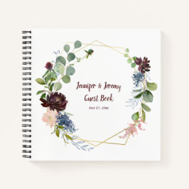 Burgundy Navy Rose Gold Geometric Guest Book Notizblock