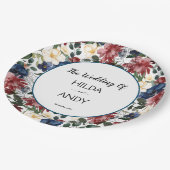 Burgundy Navy-Rose Pappteller (Schrägansicht)