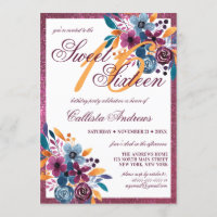 Burgundy Navy Senf Wasserfarbe Blume Sweet 16