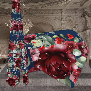 Burgundy Navy Silver Sage Eukalyptus Wedding Krawatte