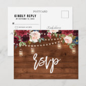 Burgundy Navy String Light Mason Jar UAWG Postkarte (Vorne/Hinten)